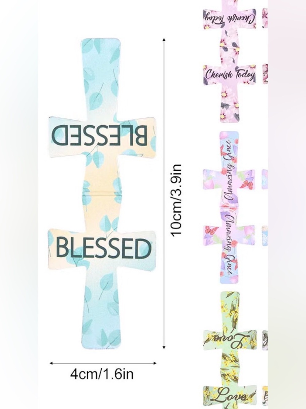 Floral cross magnetic bookmarks 6 religious magnets - Picture 3 of 4